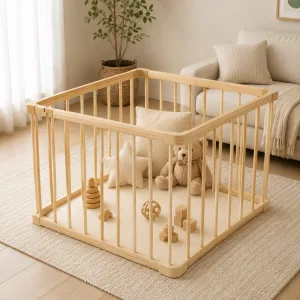 Corral bebe Madera 4 lados 85x85 cms. Altura 71 cms.