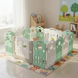 Corral bebe 12+2 Musical Verde Agua (153x153 o 190x116 cms.) Altura 70 cms.