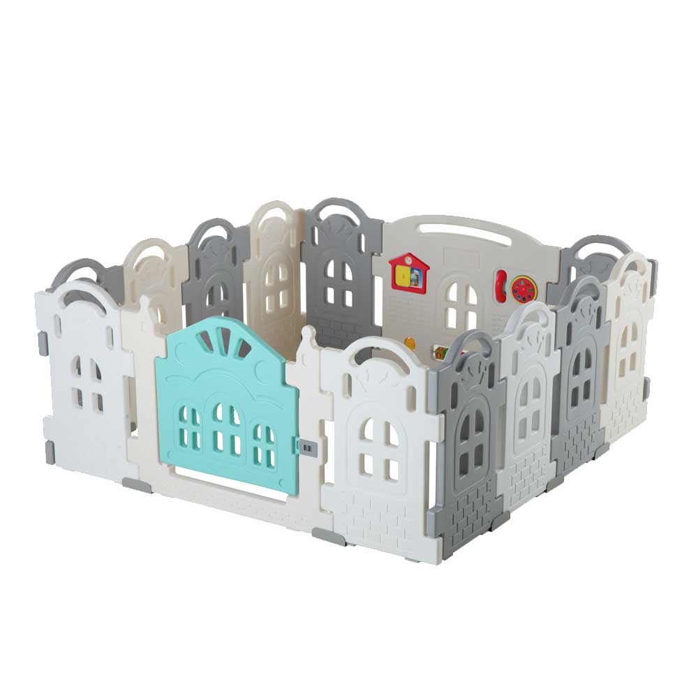 Corral bebe 12+2 Castillo Gris (156x156 o 195x117 cms.) Altura 72 cms. Incluye Alfombra y Pelotas