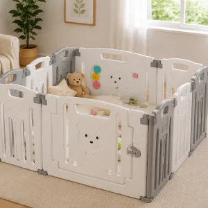 Corral bebe 8+2 Plegable Gris (114x114 cms.) Altura 65 cms.