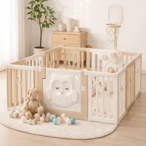 Corral bebe Búho Beige XL 186x156 cms. Altura 63 cms. + Aro Basquet